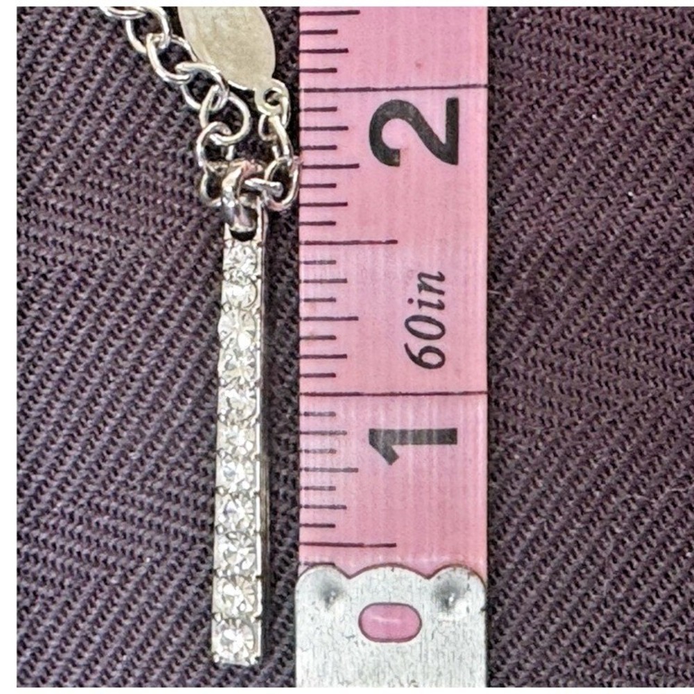 Guess Silver Tone Chain 16 inch Necklace Rhinestone Pendant Jewelry‎